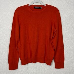 Lauren Ralph Lauren Orange Crewneck Sweater XL Cotton Modal Knit Pullover
